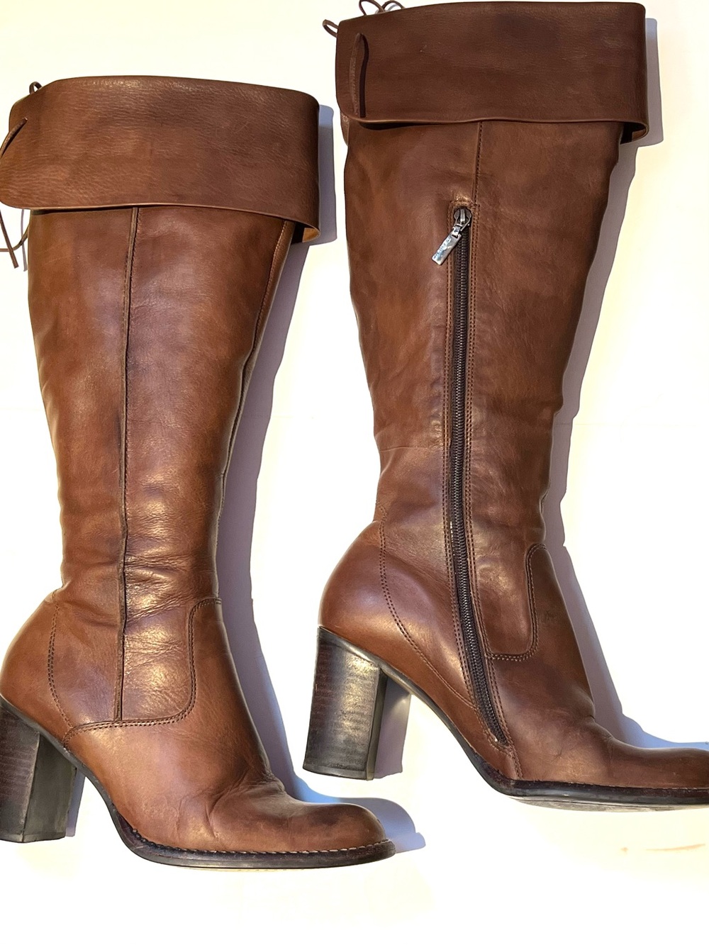 River Island Tall Brown Leather Heeled Knee Boots